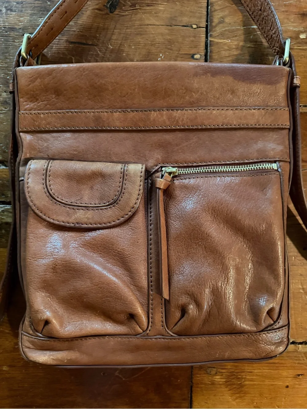 C&C California Tan Leather Crossbody Bag
